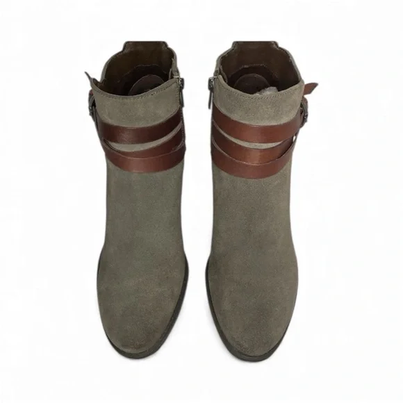 Sam Edelman Hannah Gray Suede Ankle Boots with Brown Double Belt – Size 9.5 - Picture 2 of 9